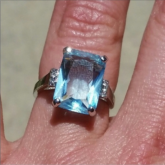 5⭐ Rated Sterling Silver Aquamarine Ring Size 10 - Picture 8 of 8